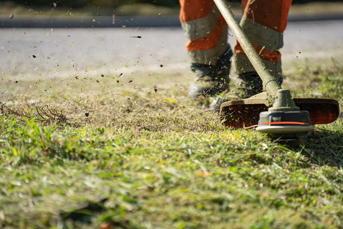 Outdoor trimming around a lawn edge